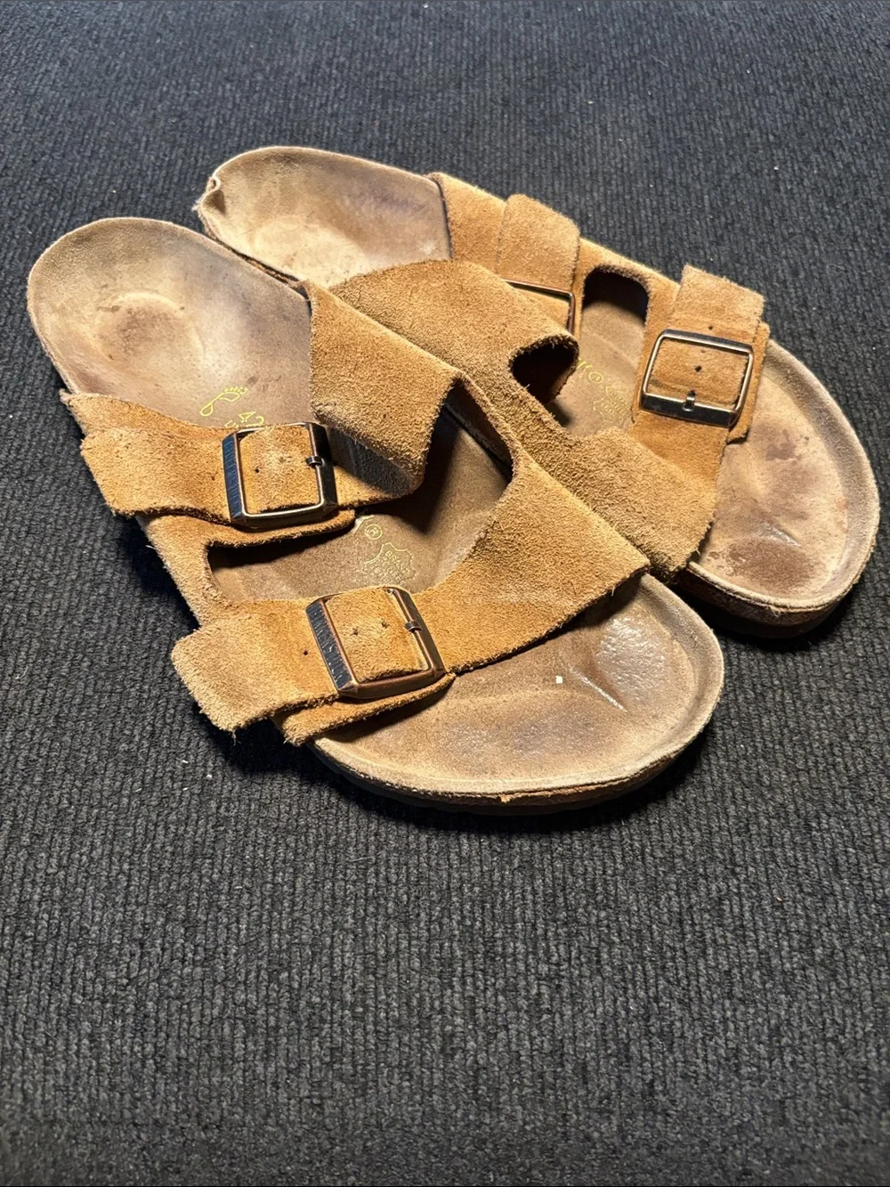 Birkenstock Men's Suede Double Buckle Sandals in Tan